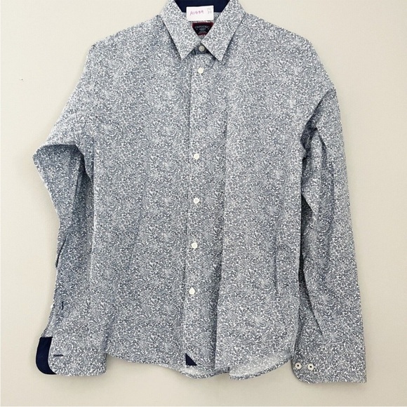 Untuckit Men's Paisley Button Down Shirt L Blue Long Sleeve Cotton Preppy - Picture 3 of 8
